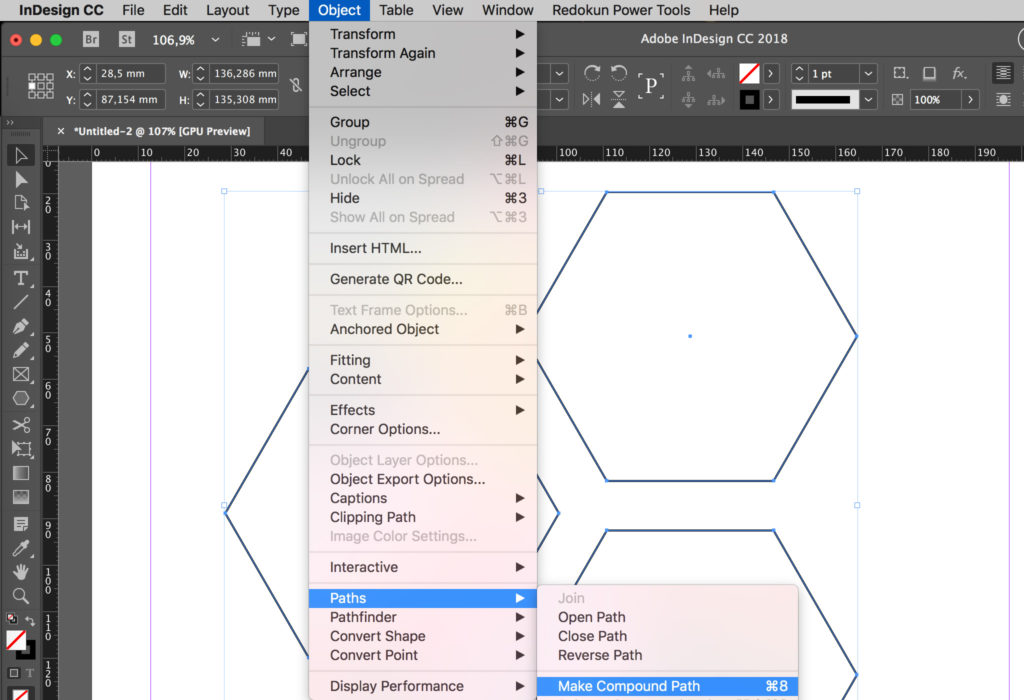 How to make a compound path in InDesign