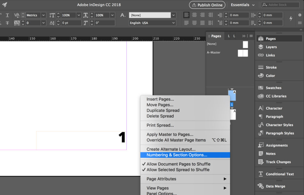 Change InDesign page numbers’ style