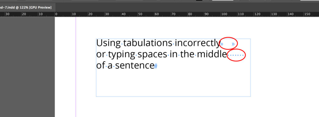 Tabulation and spaces in the middle of sentences