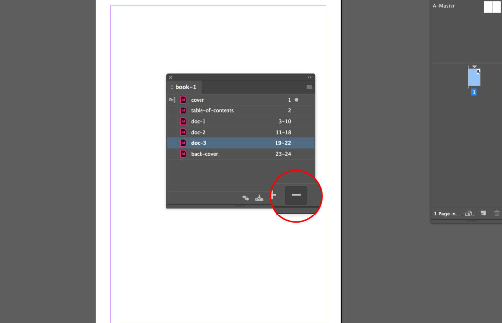 Remove a document from the InDesign book.