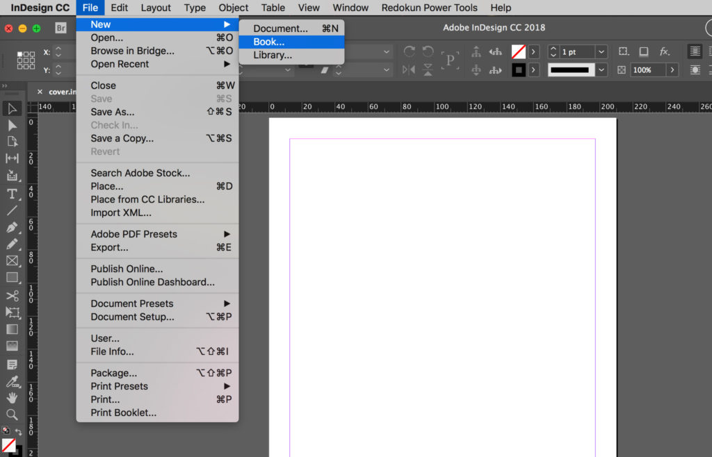 Create new InDesign book.