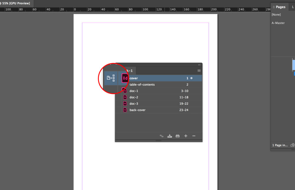 Select the source InDesign document.