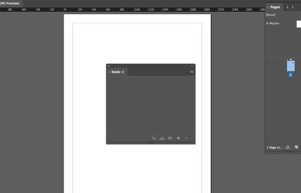 Book opened in the InDesign book panel.