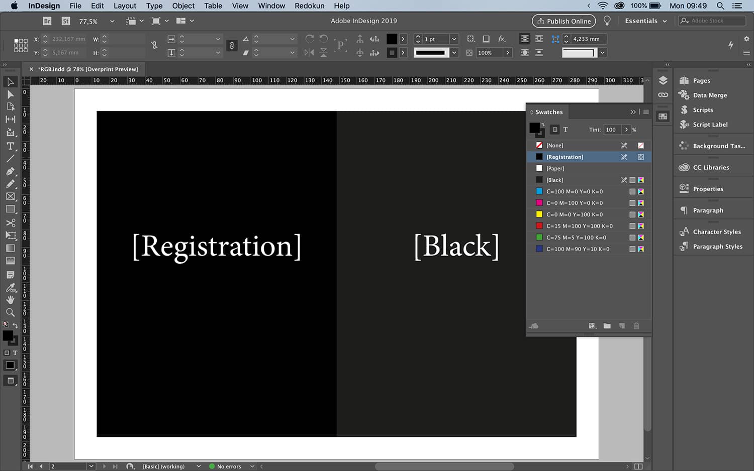 Difference between Registration and Black