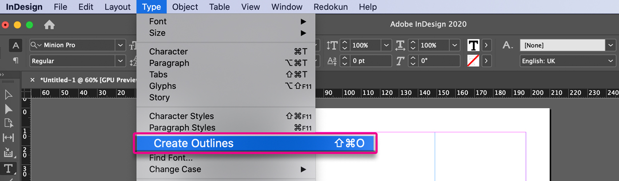 How to create outline stroke in InDesign