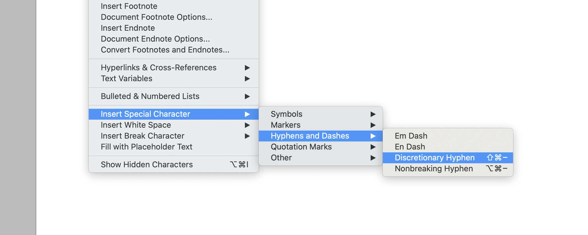 Insert Discretionary Hyphen in InDesign