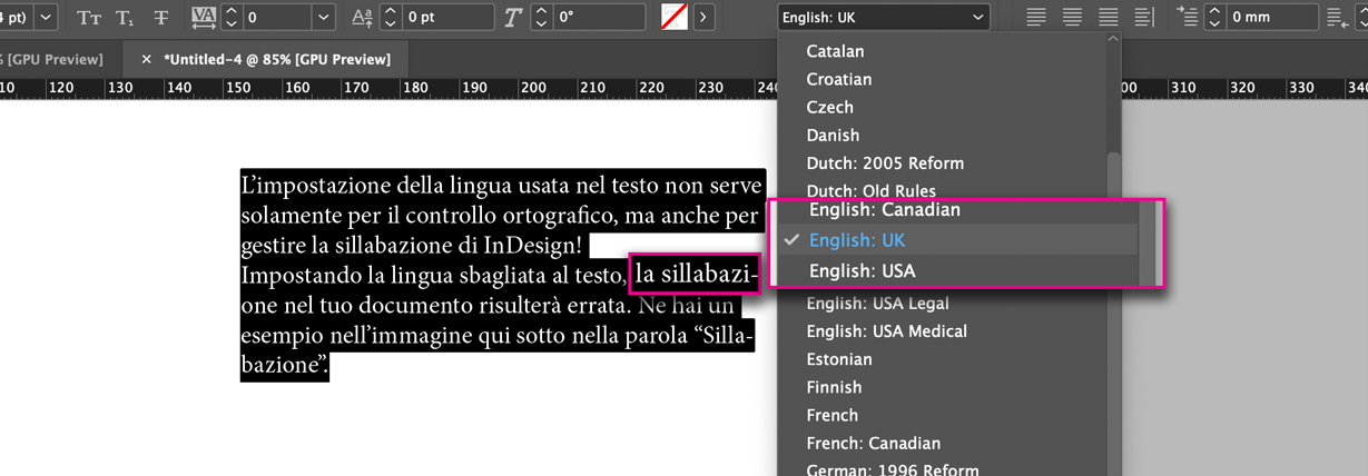 Example of hyphenation error in InDesign