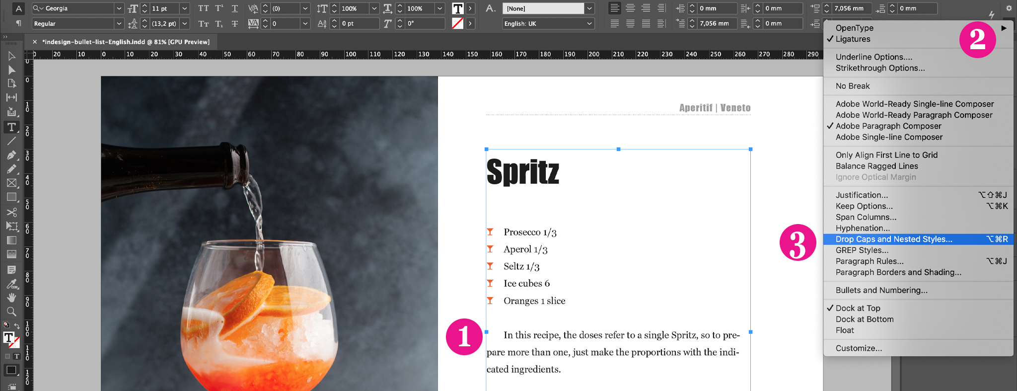 How to make a drop cap in InDesign