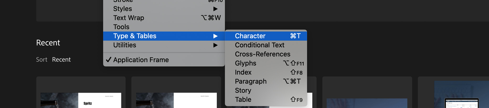 Open character panel