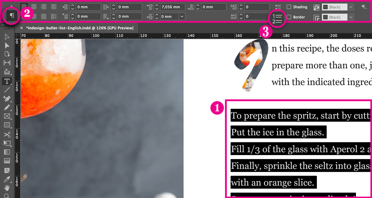 Use local formatting to add a numbered list in InDesign