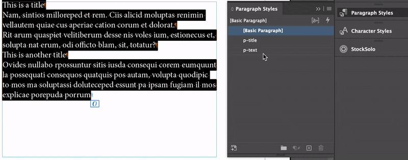 Apply paragraph style in InDesign