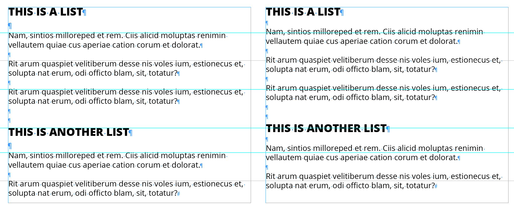 Space paragraph using returns