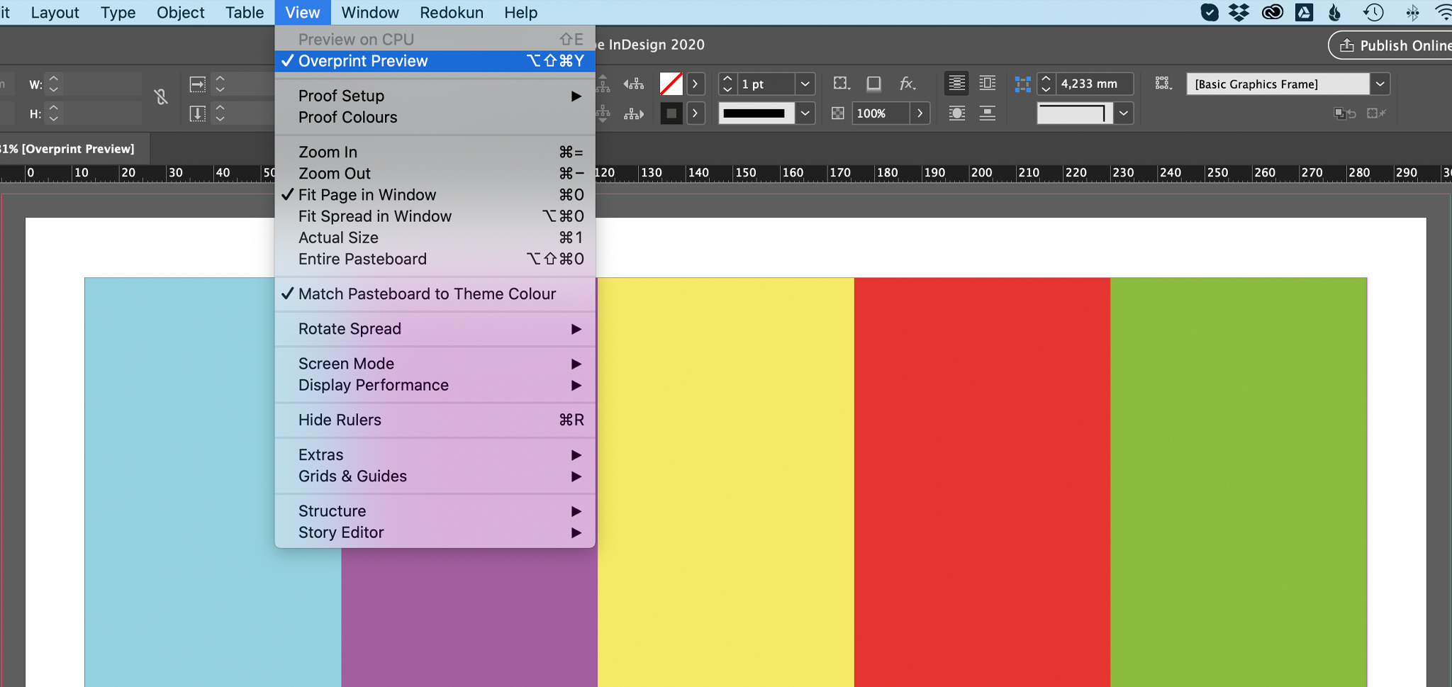 RGB colors in InDesign with overprint preview turned on