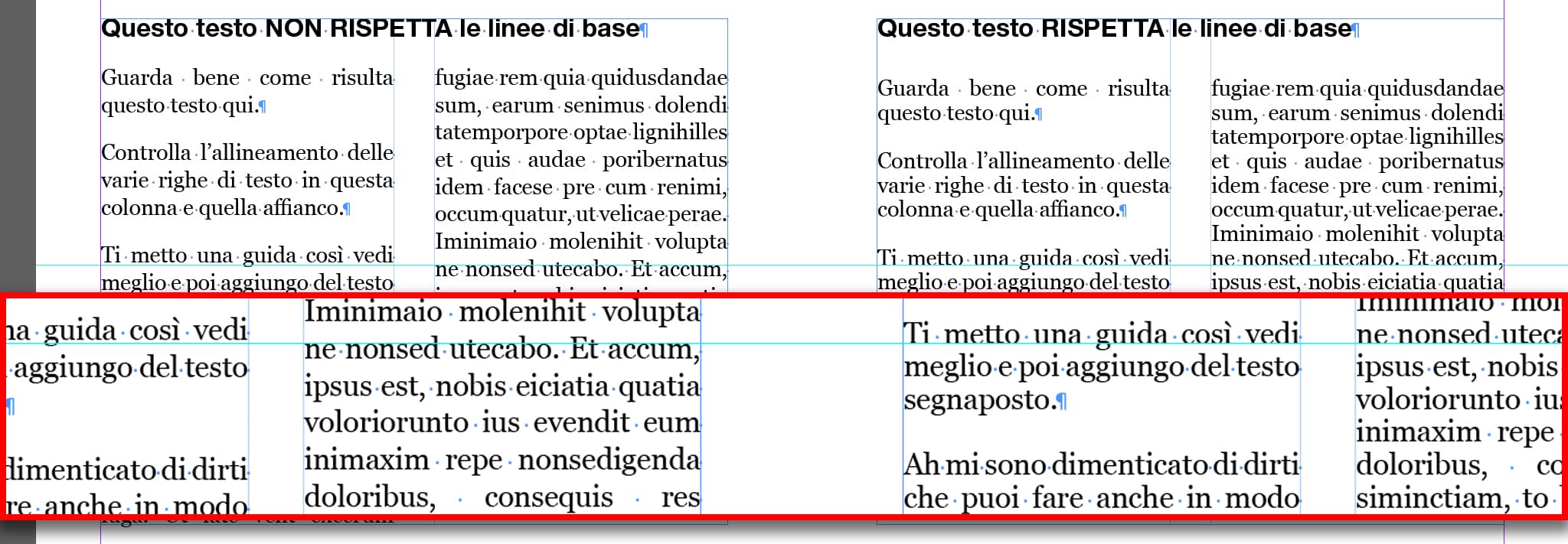 Use of baseline in InDesign vs floating text