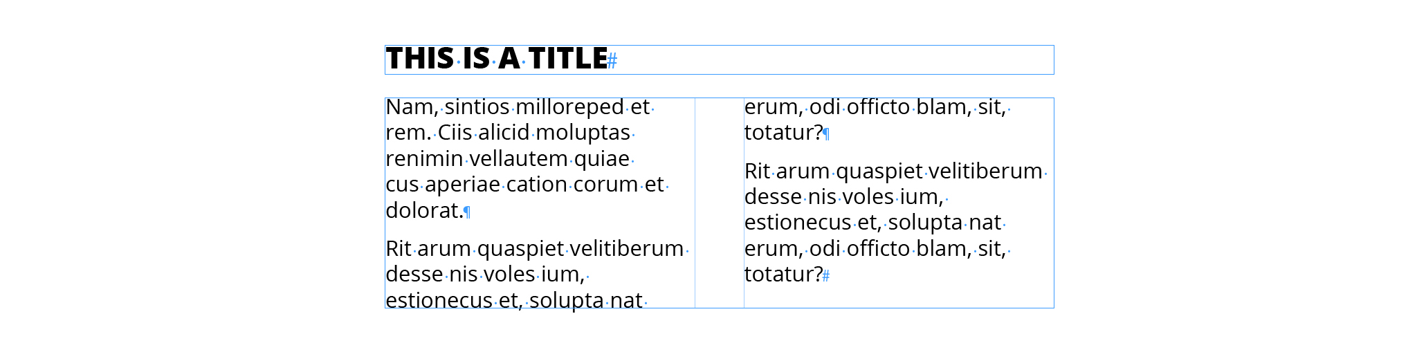 Box with 2 columns in InDesign