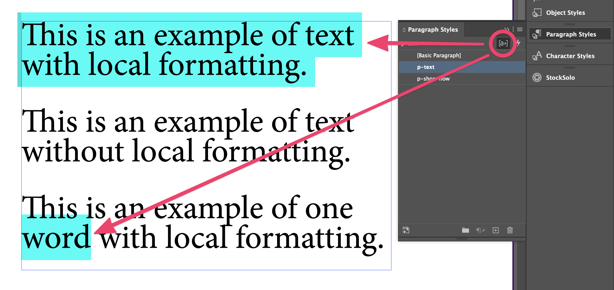 Example of text with local formatting