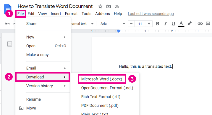 google docs translate document 2