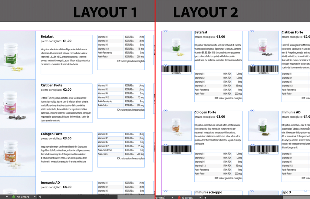 Example of InDesign document layout