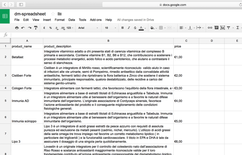Spreadsheet with the data I’ll import in the example