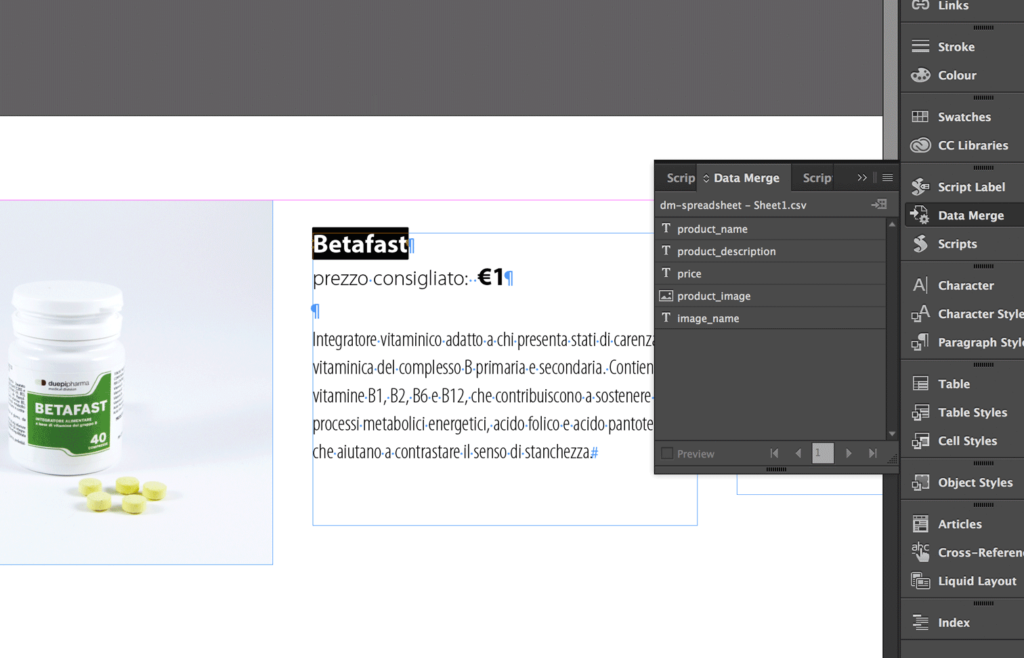 Select the text or image in InDesign