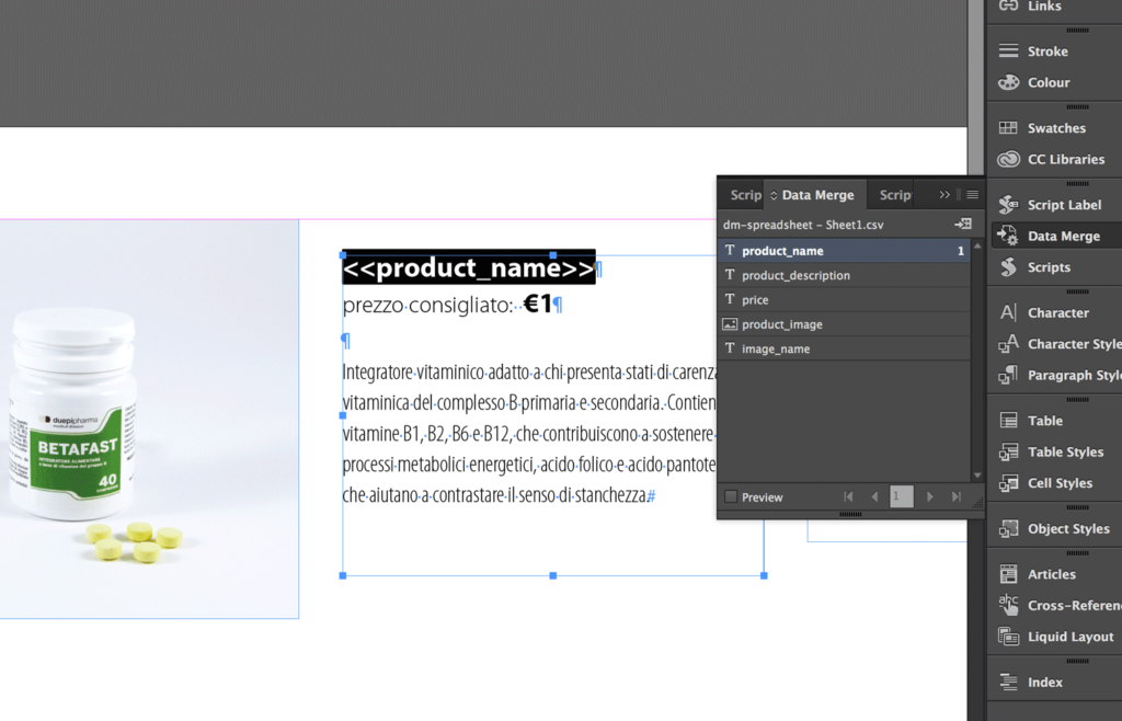 Place the placeholders into the InDesign document