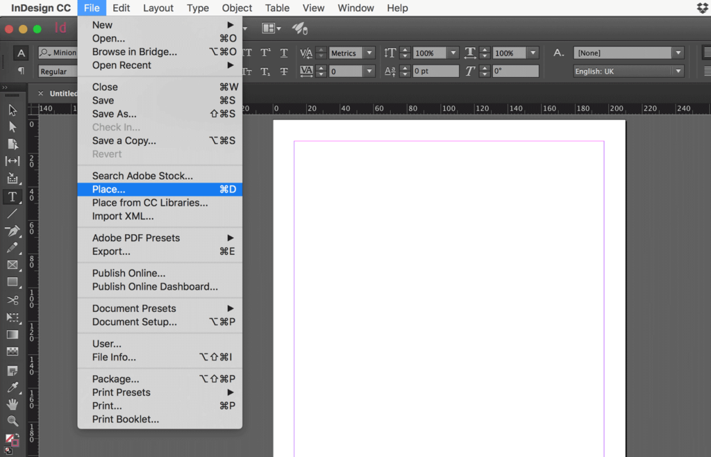 Place the Word file into InDesign