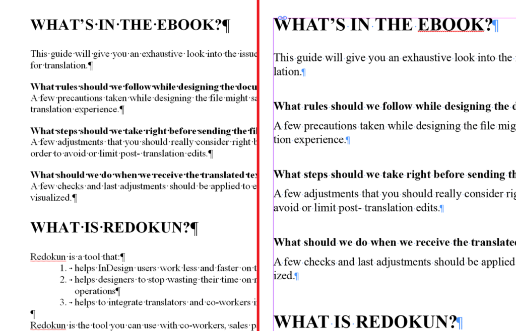 Comparison between text in Word and in InDesign