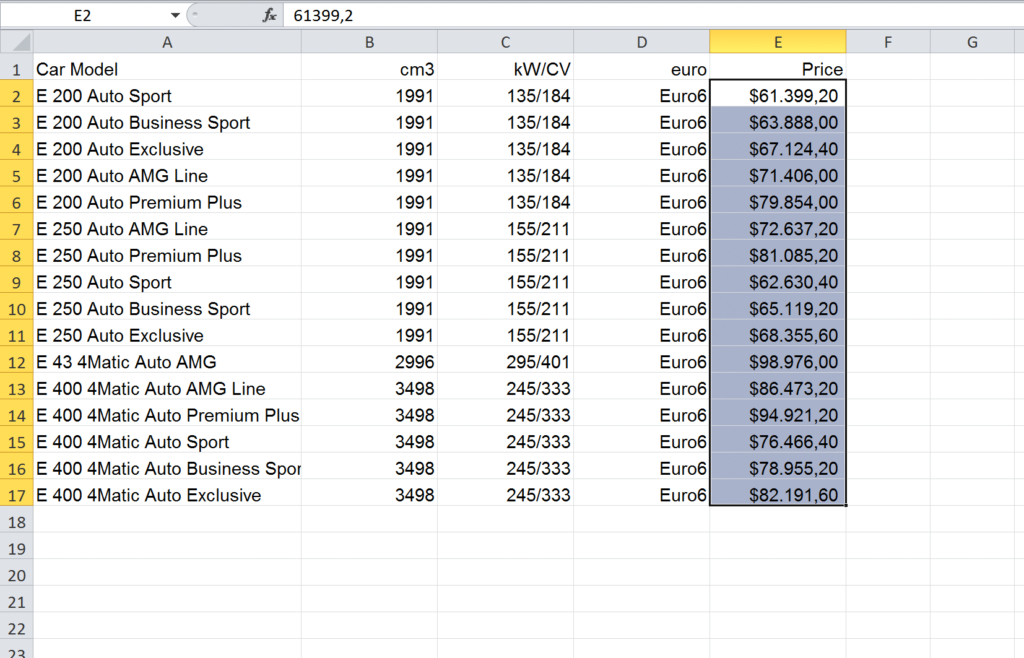 Import an Excel file into InDesign: updated table in $