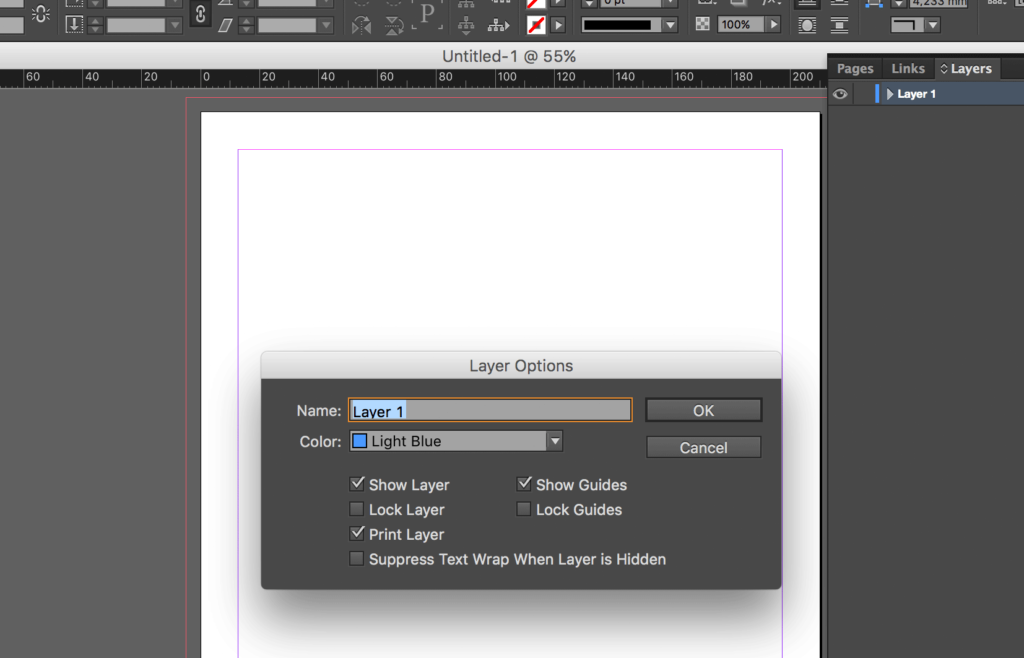 InDesign Hidden Characters: Layer menu