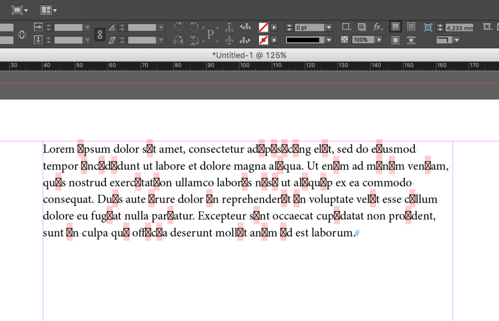 InDesign Text with Missing Glyphs