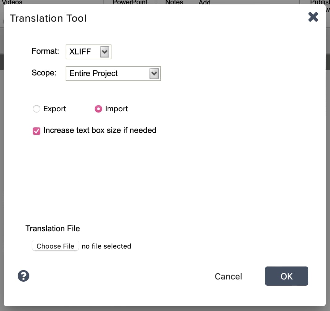 import translation to lectora