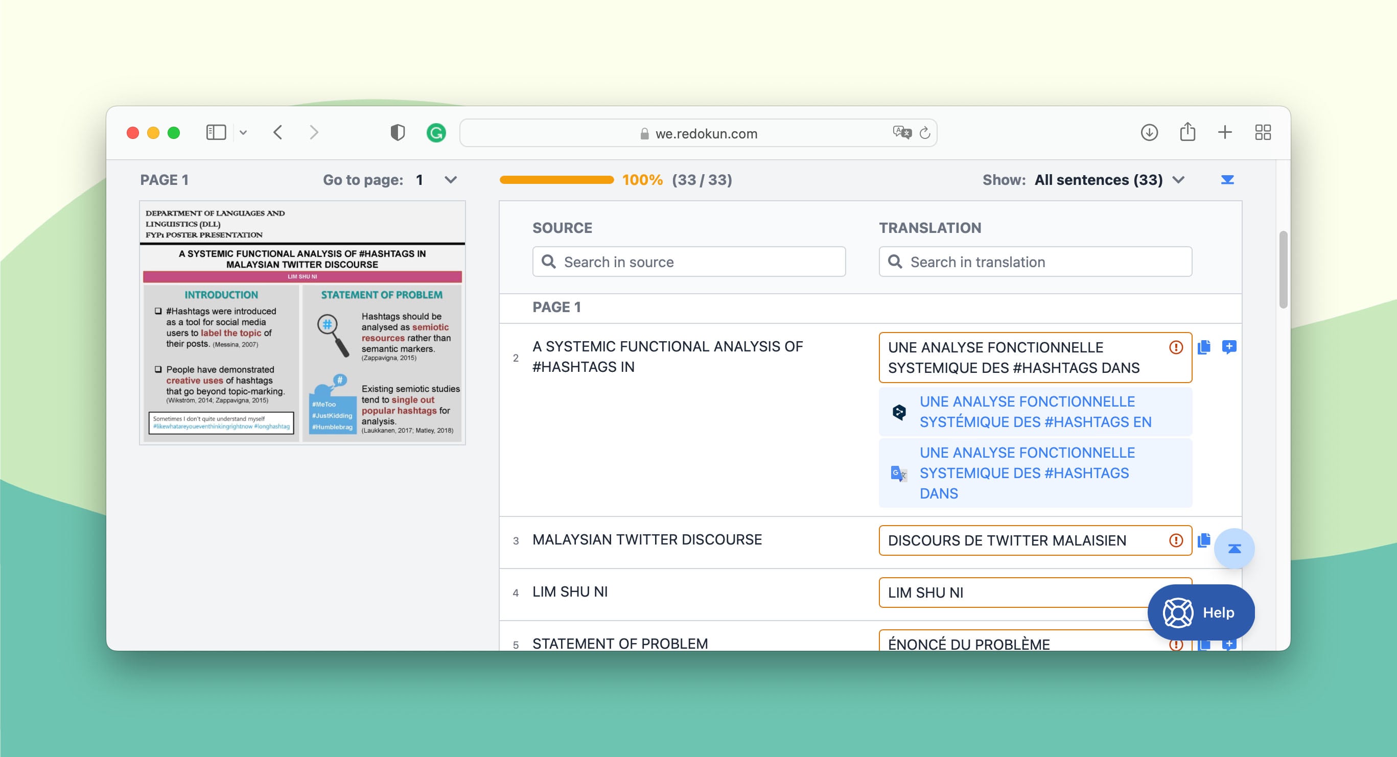 redokun machine translation suggestions in web editor