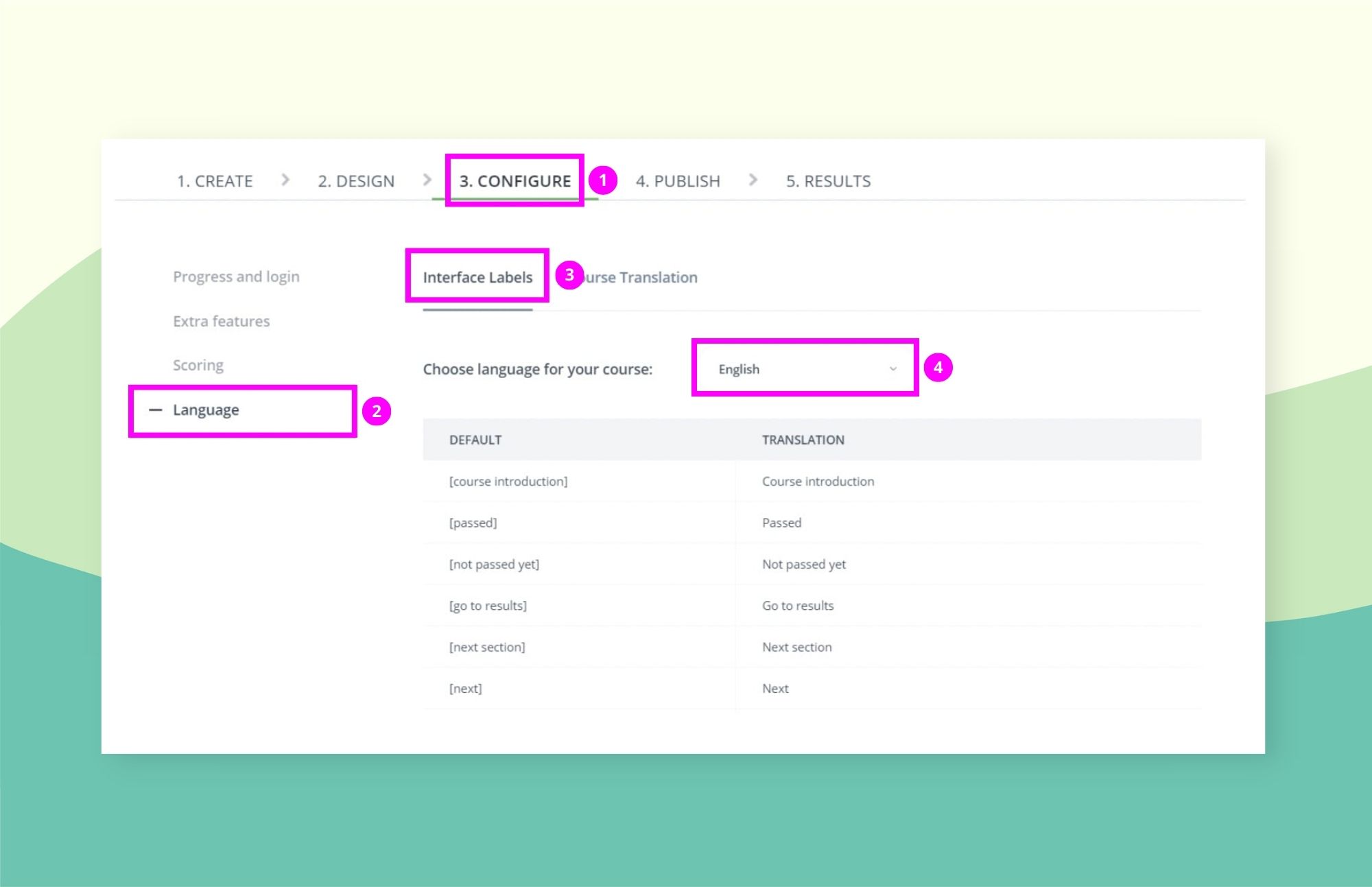 Easygenerator tool interface labels translation