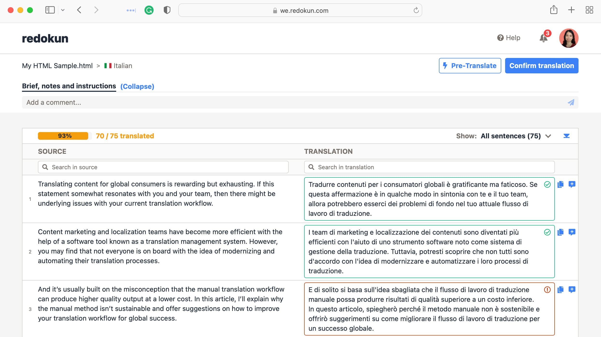 redokun framemaker translation interface