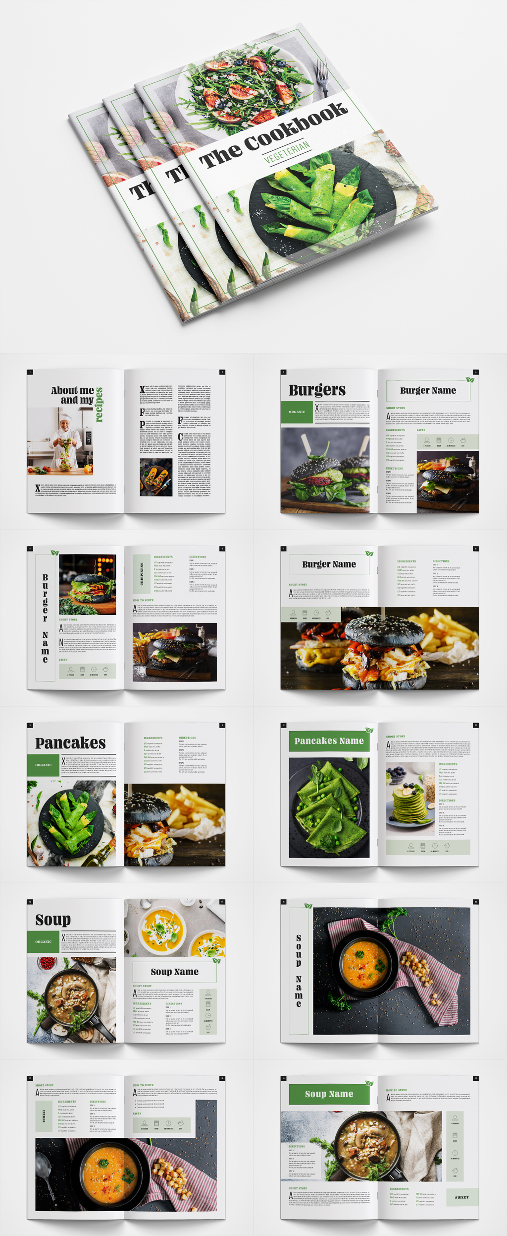 Cookbook Layout: InDesign template preview