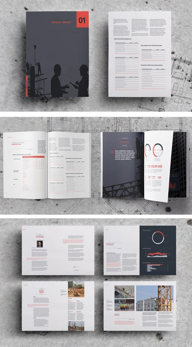 InDesign Brochure Templates Free: Minimalist Annual Report Layout
